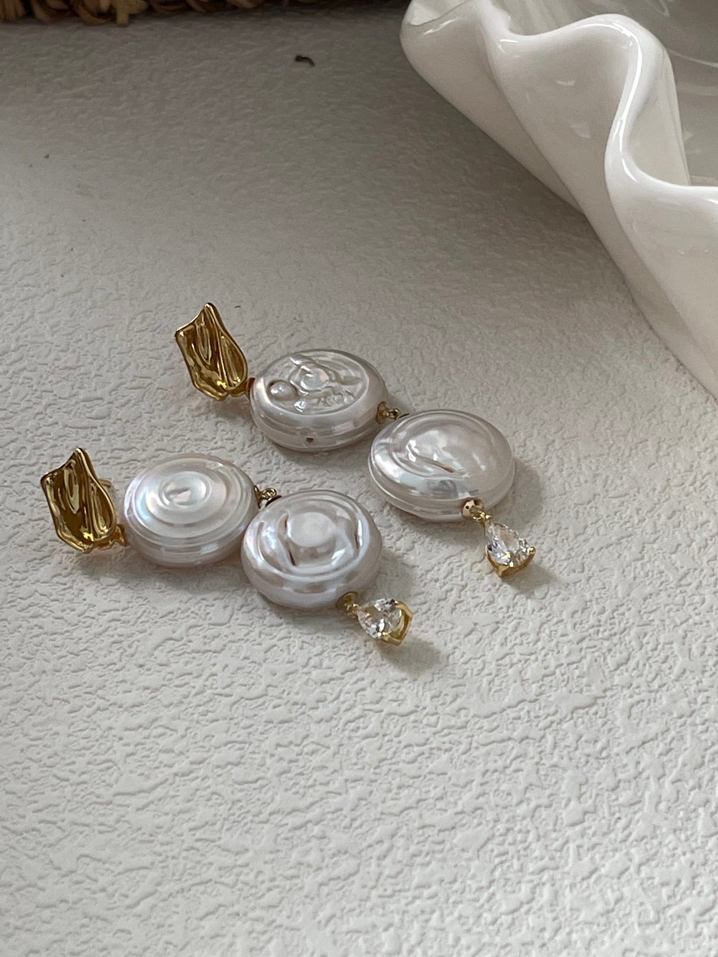 S925 Baroque Pearl Gold Plated Dangle Earrings for Women