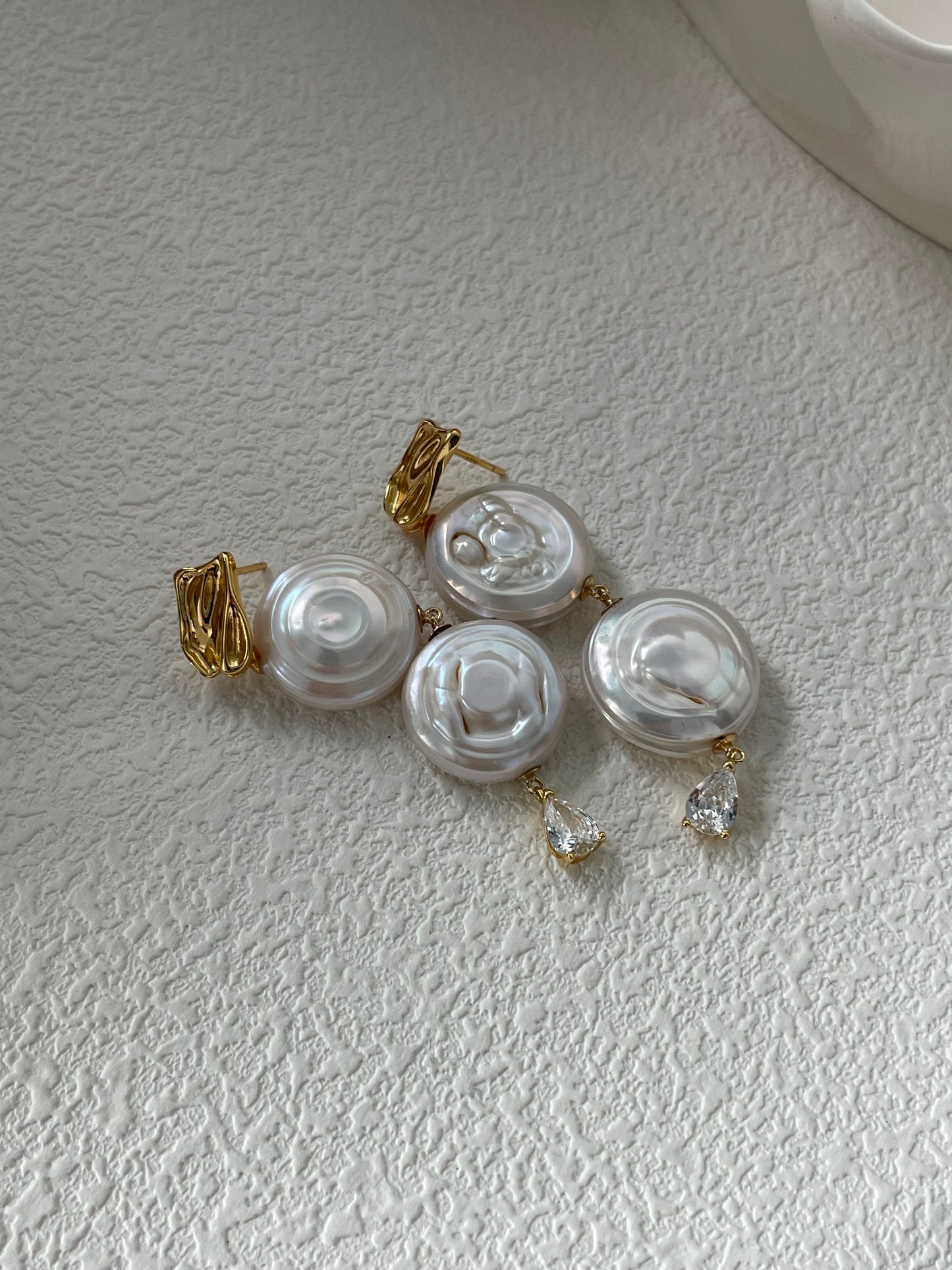 S925 Baroque Pearl Gold Plated Dangle Earrings for Women