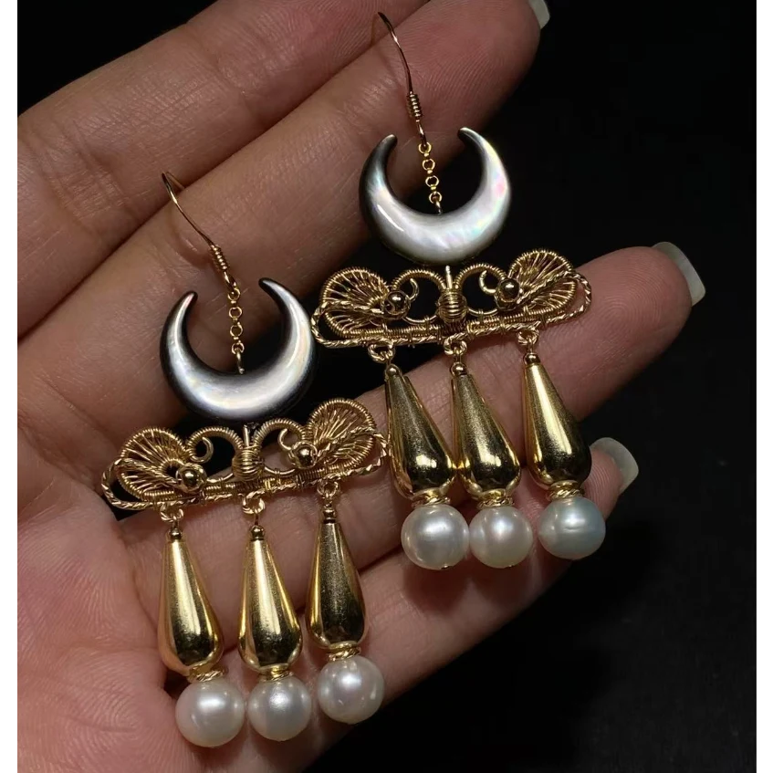 Lucilla Moon Earrings - copper 14K Filled(USA) Wire Wrapped Jewelry