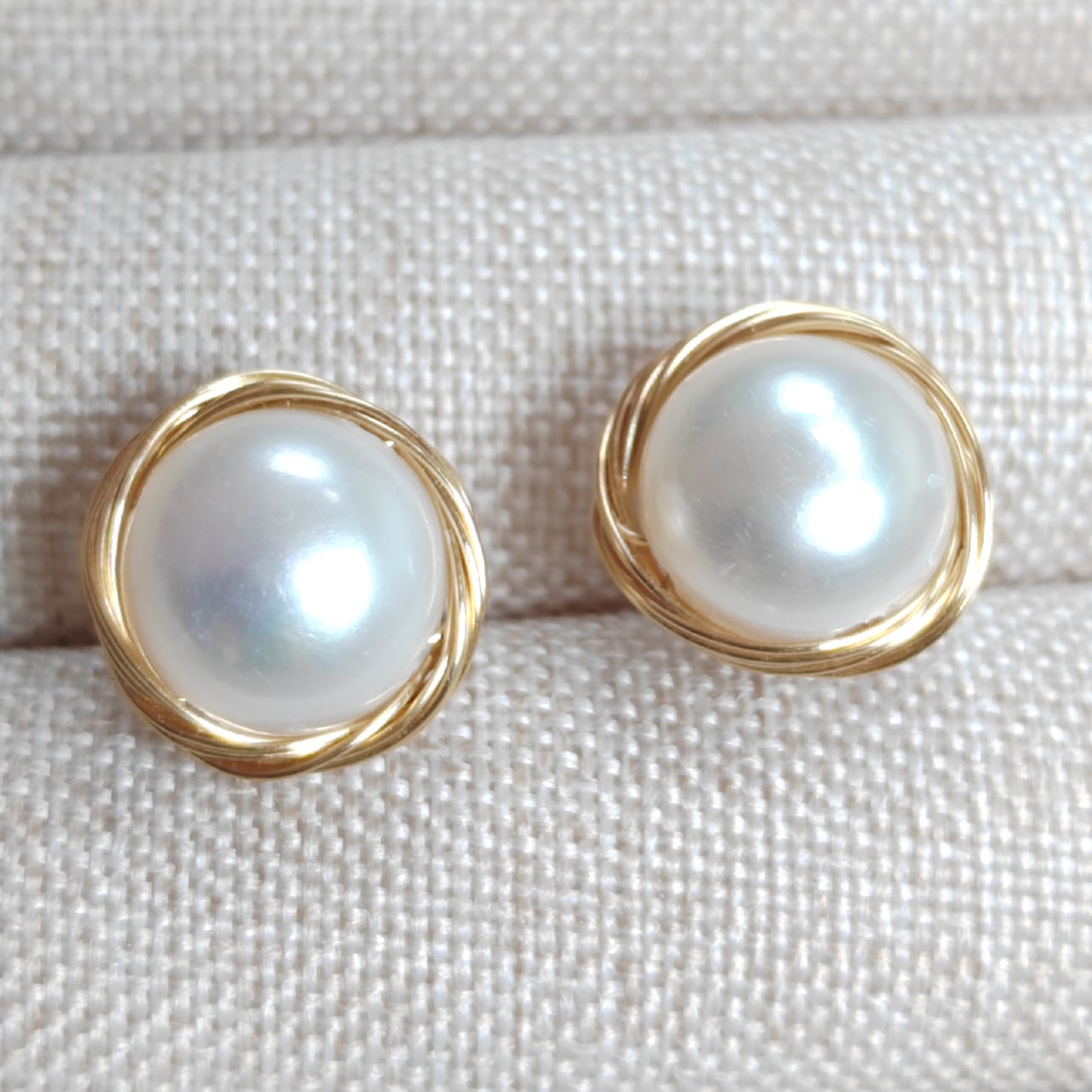 Nature Pearl Stud Earrings / Sterling Silver Posts