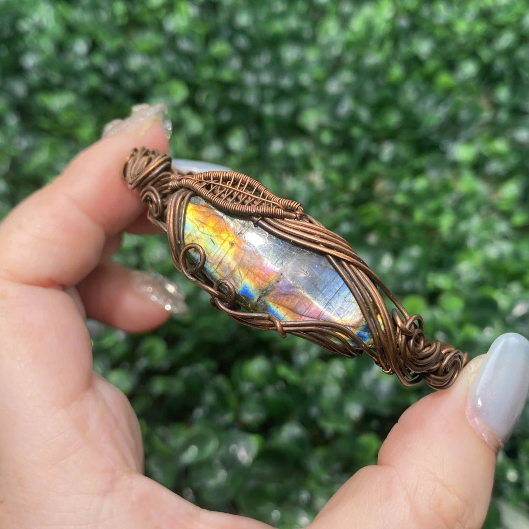 Labradorite Bracelet-Handmade Copper Wire Wrapped Bangle