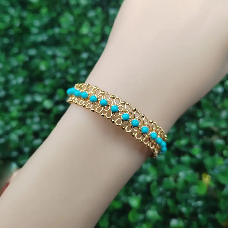 Crystal Bracelet - Copper 14K Plated Wire Wrapped Jewelry