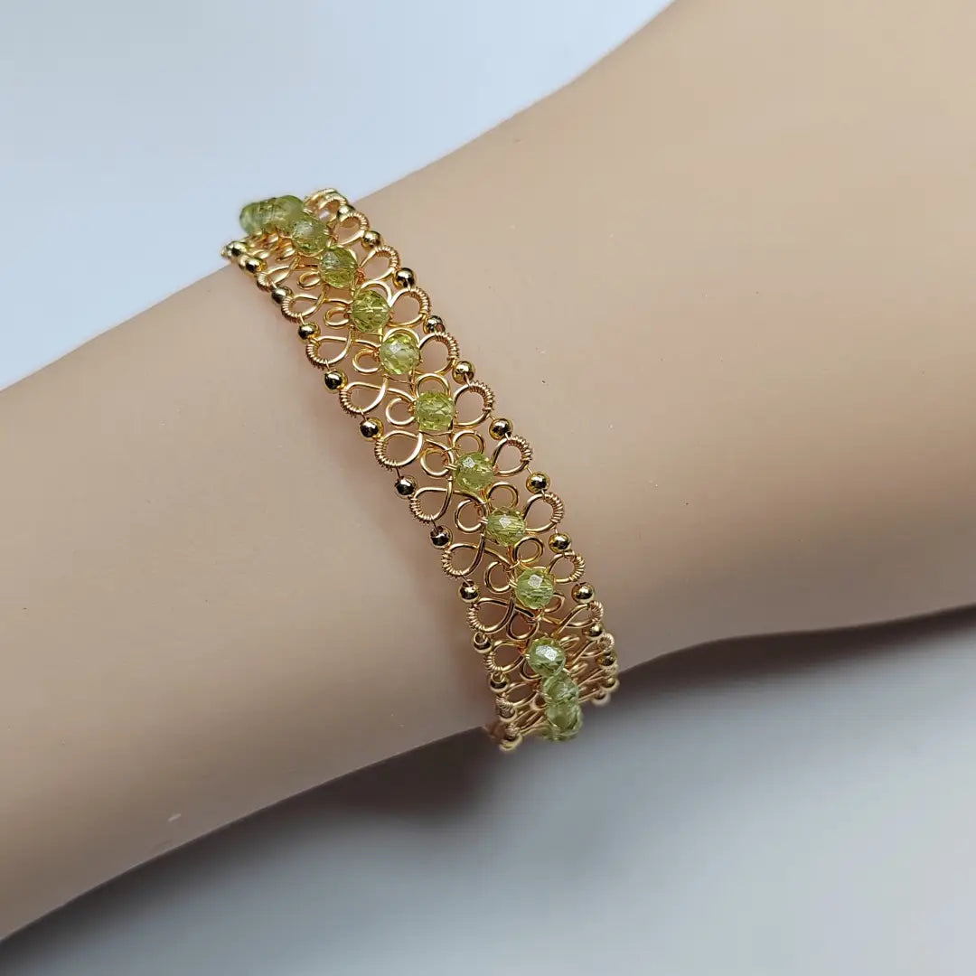 Crystal Bracelet - Copper 14K Plated Wire Wrapped Jewelry