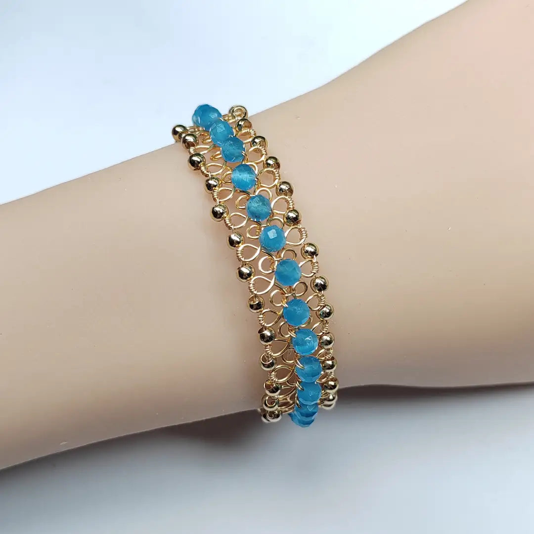 Crystal Bracelet - Copper 14K Plated Wire Wrapped Jewelry