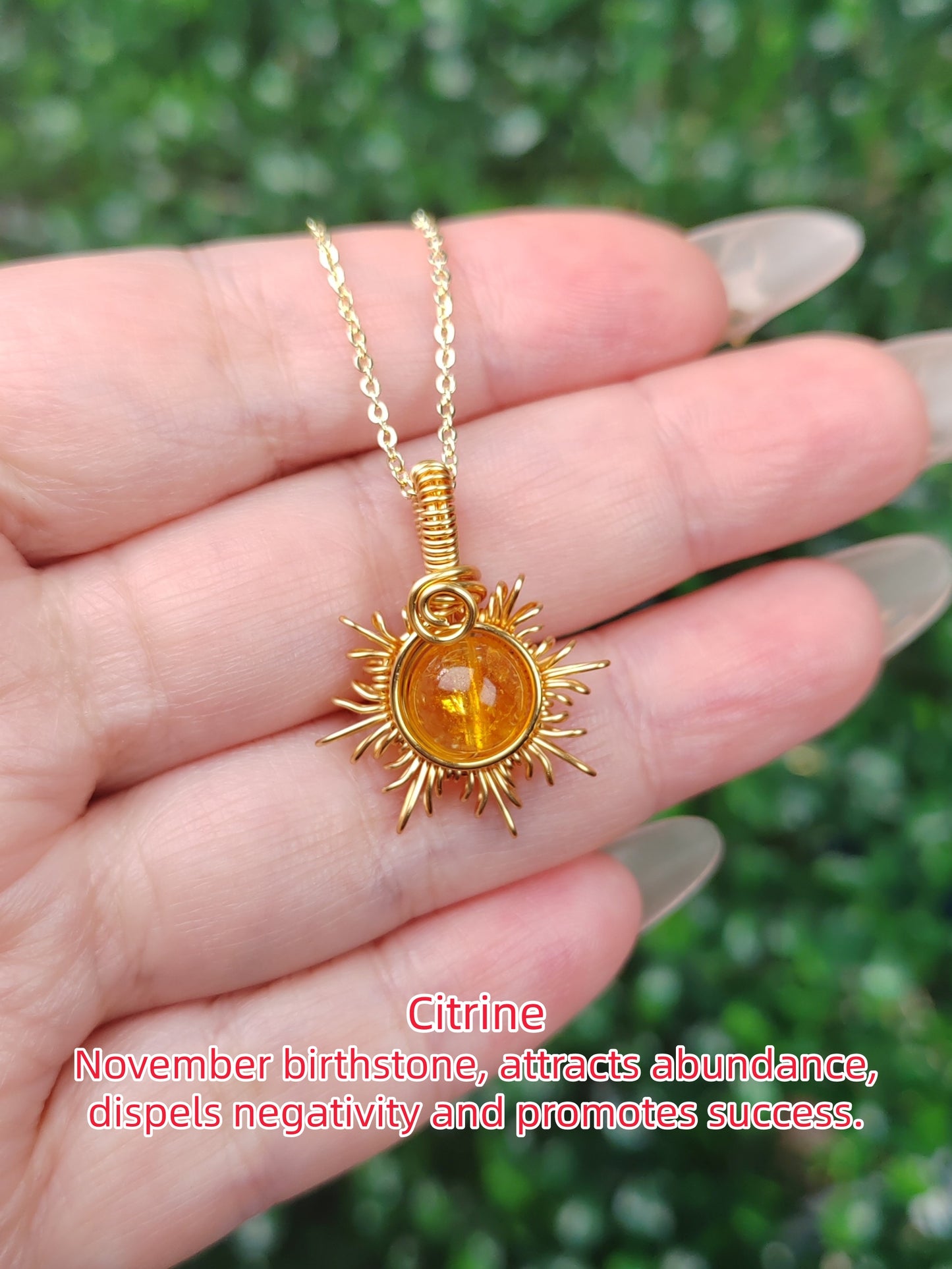 Sun  Necklace, Crystal Pendant, Healing Crystal Necklace for Women