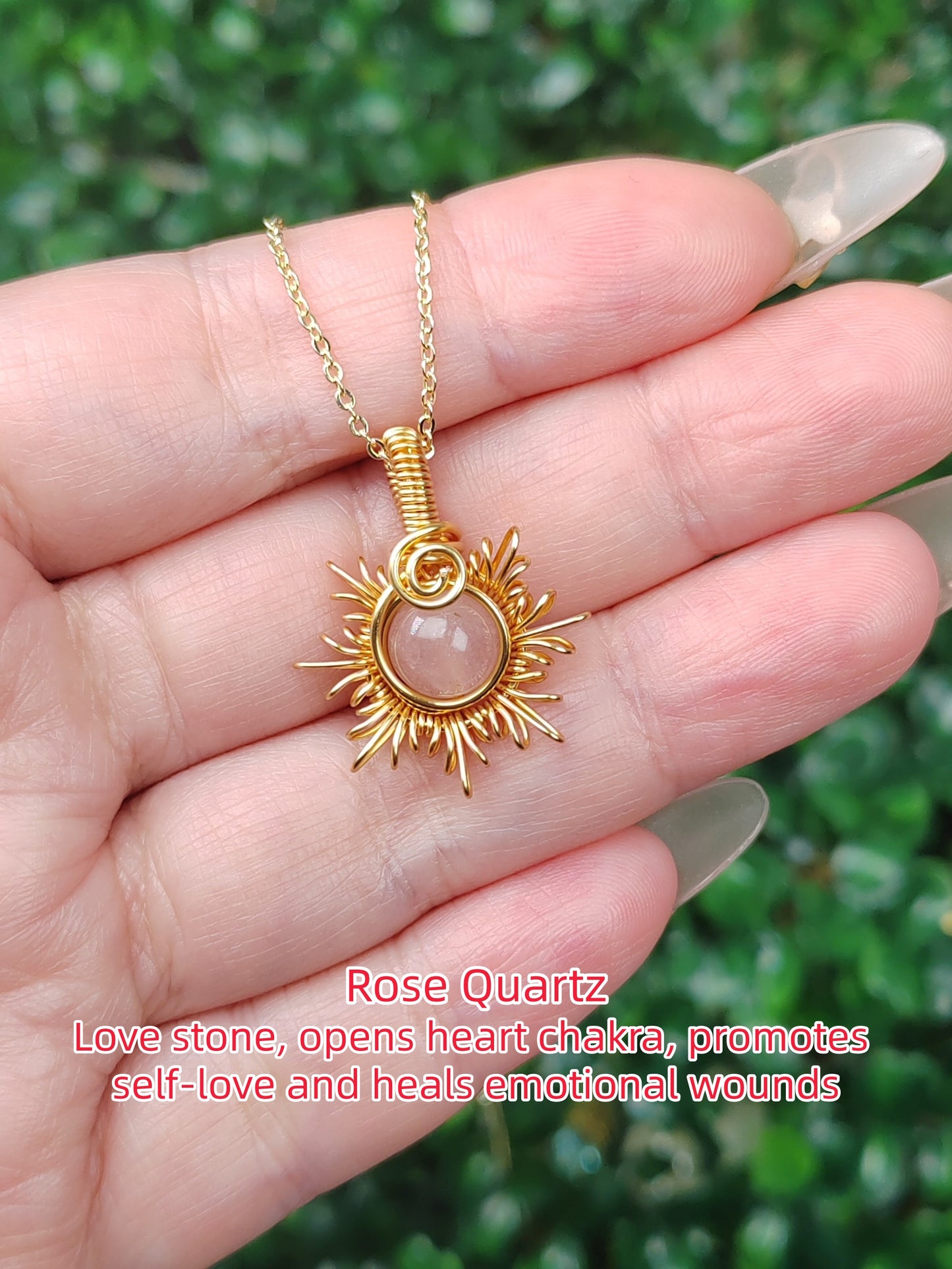 Sun  Necklace, Crystal Pendant, Healing Crystal Necklace for Women