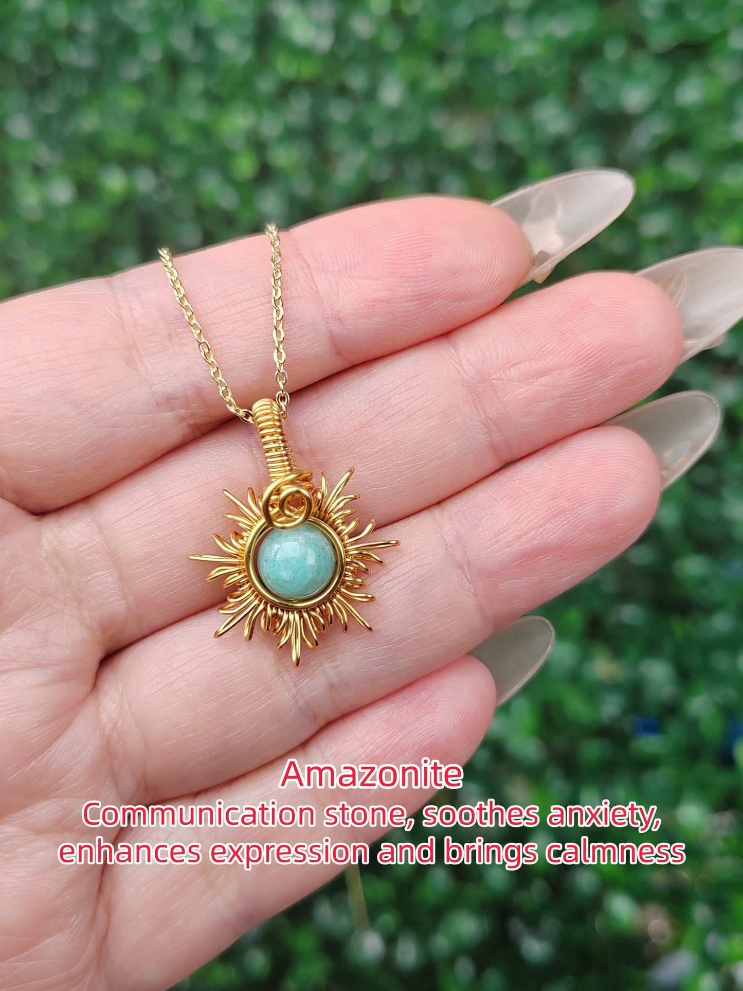 Sun  Necklace, Crystal Pendant, Healing Crystal Necklace for Women