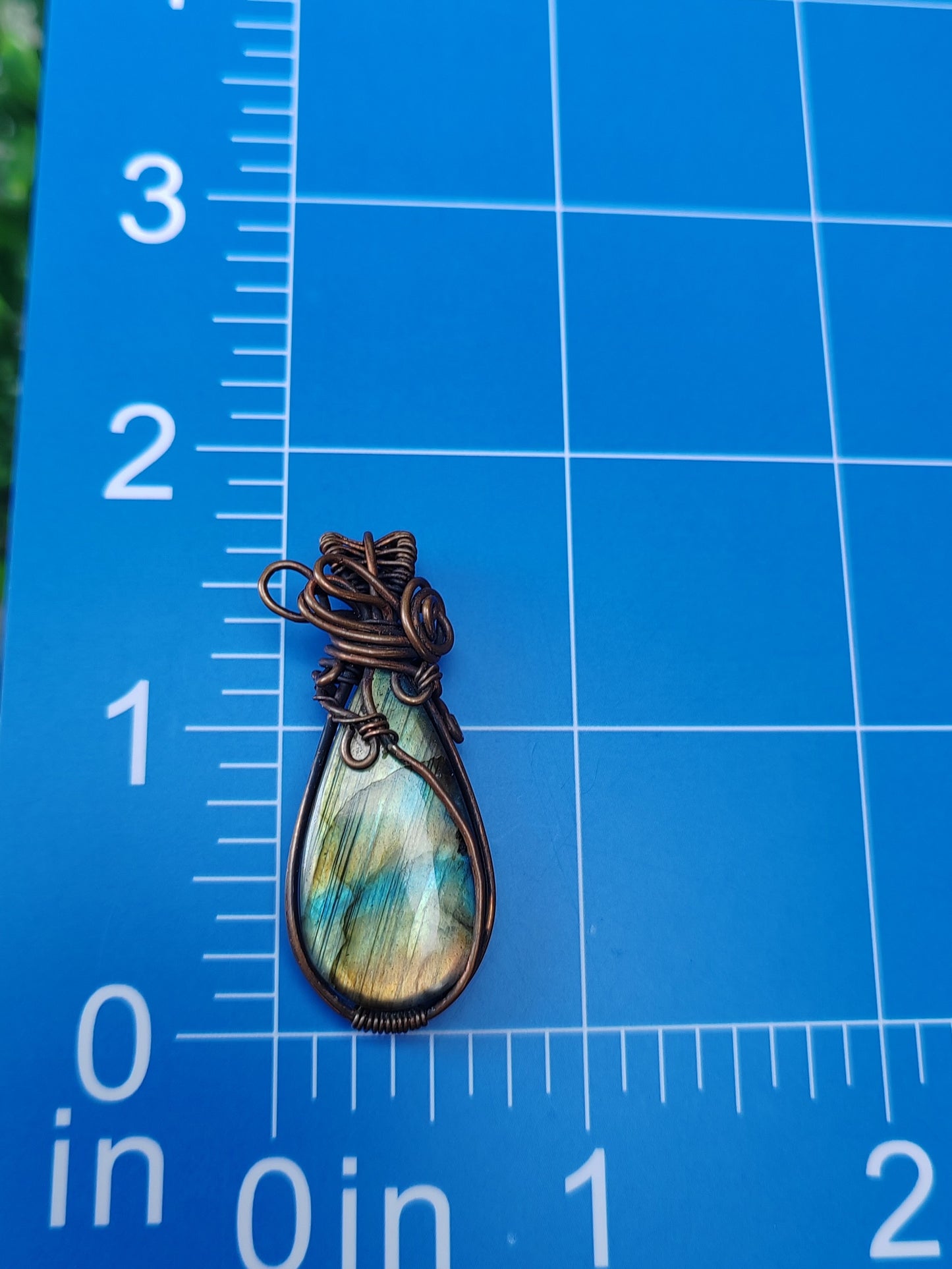 Labradorite Handmade Necklace, Copper Wire Wrapped Pendant Jewelry, Birthdaystone Gift for Her