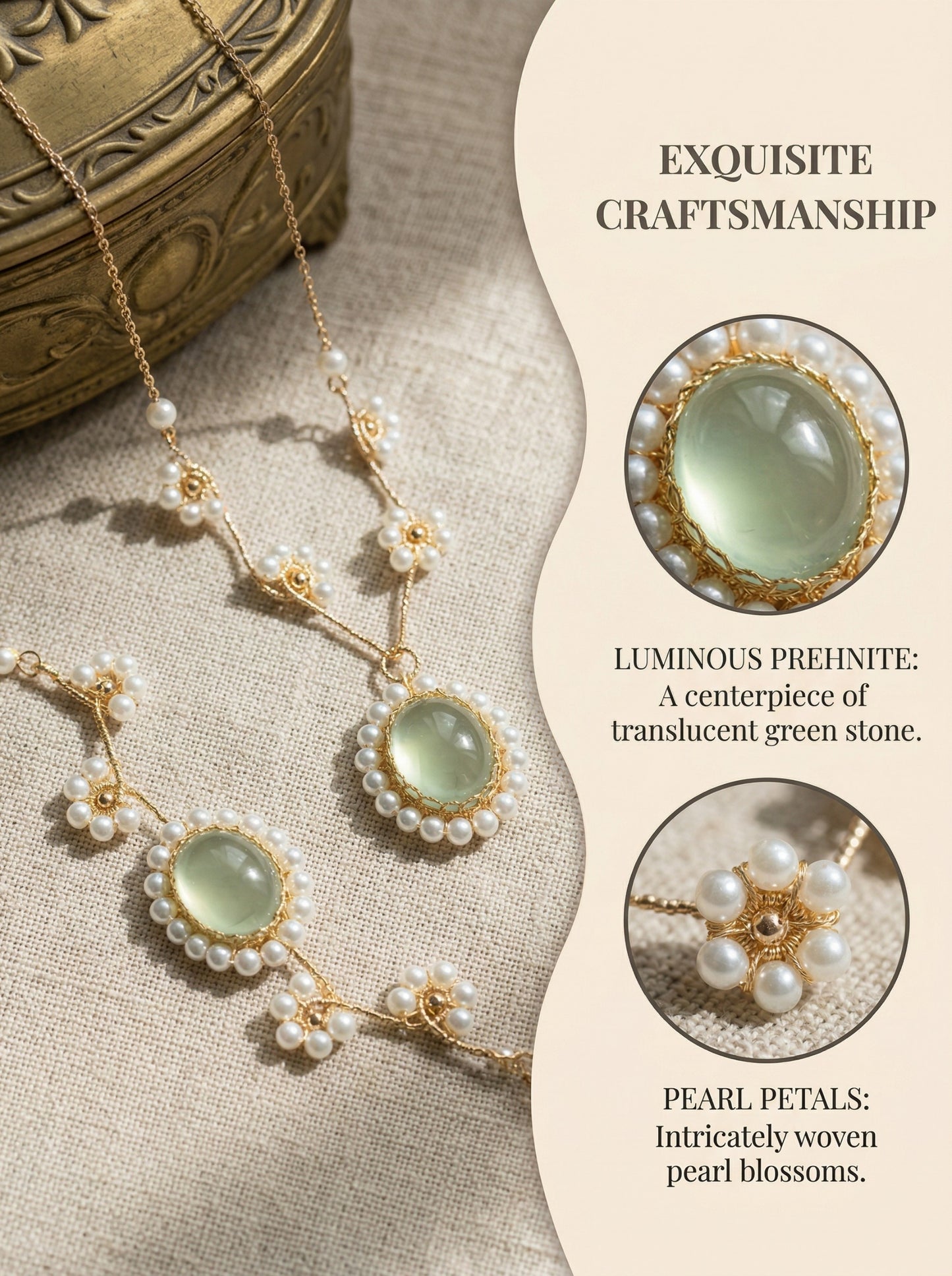 Prehnite  Sunflower Necklace Bracelet Set, Handmade Wire Wrapped Vintage Jewelry, Anniversary Christmas Birthday Mother's Day Gift for Her