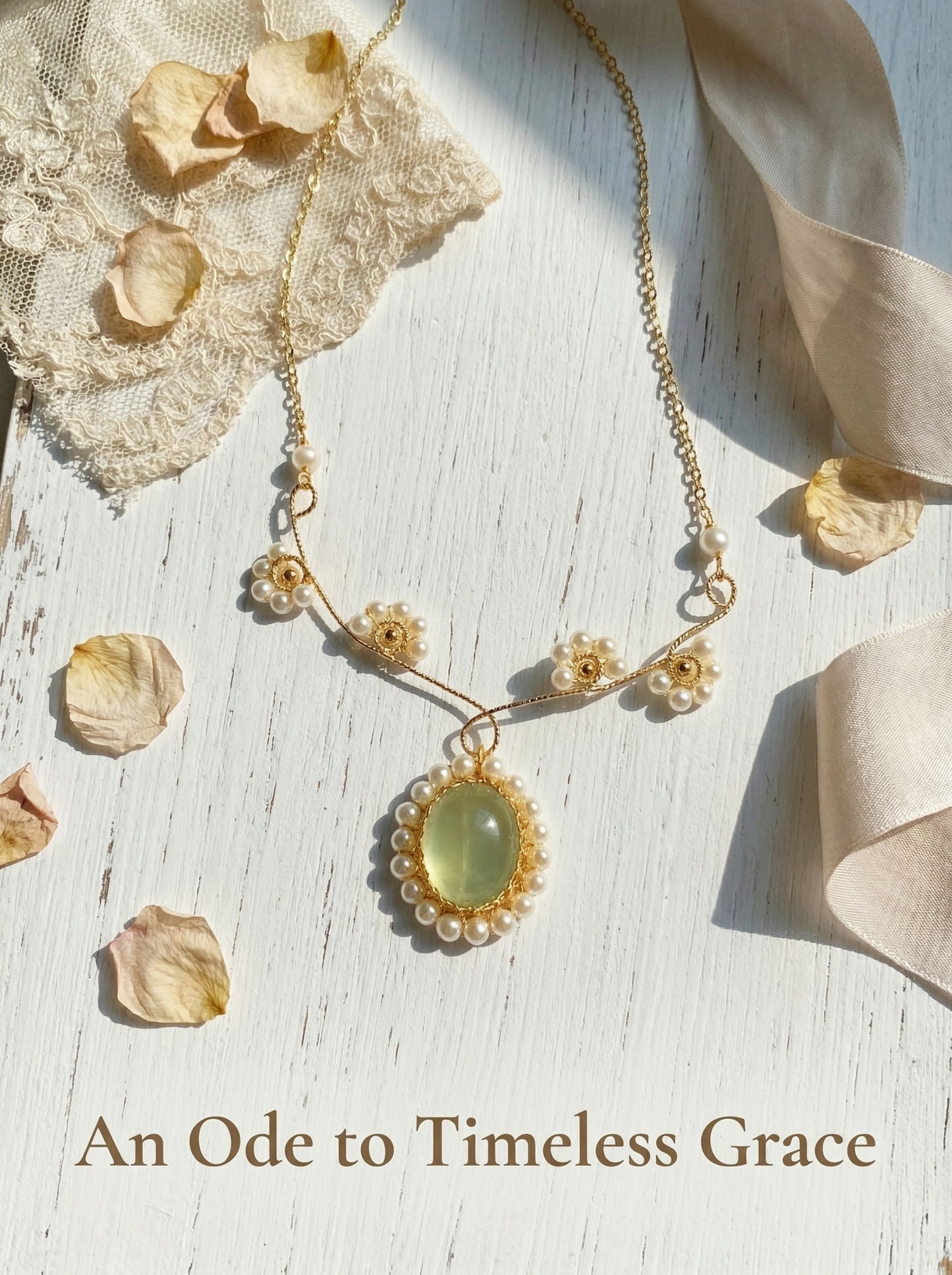 Prehnite  Sunflower Necklace Bracelet Set, Handmade Wire Wrapped Vintage Jewelry, Anniversary Christmas Birthday Mother's Day Gift for Her