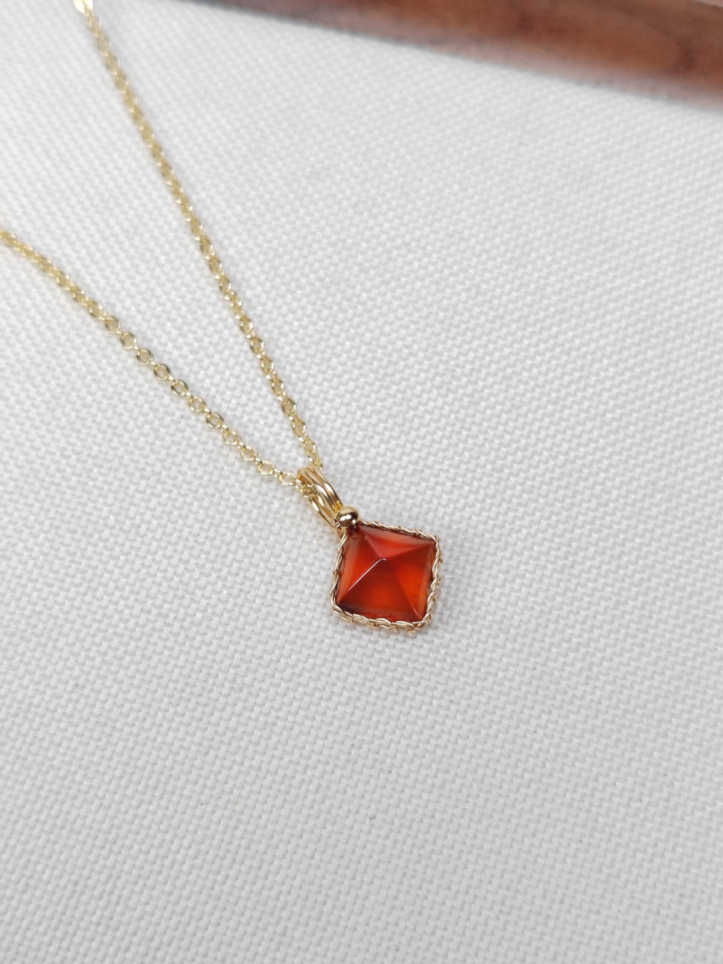 Minimalist Garnet Pendant Necklace, Gold Plated Wire Wrapped Gemstone Jewelry