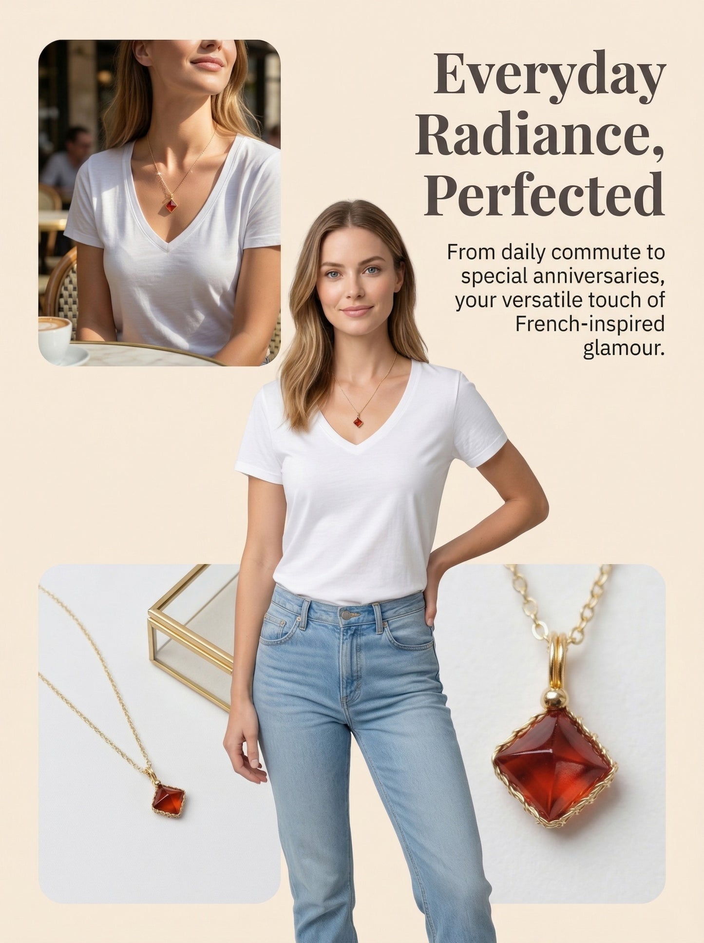 Minimalist Garnet Pendant Necklace, Gold Plated Wire Wrapped Gemstone Jewelry