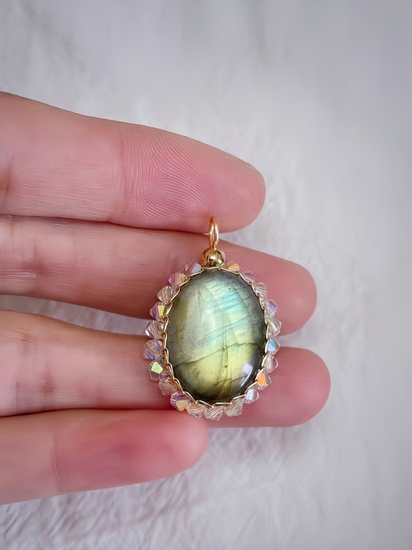 Handmade Labradorite Pendant Necklace, Wire Wrapped Boho Jewelry, August Birthstone