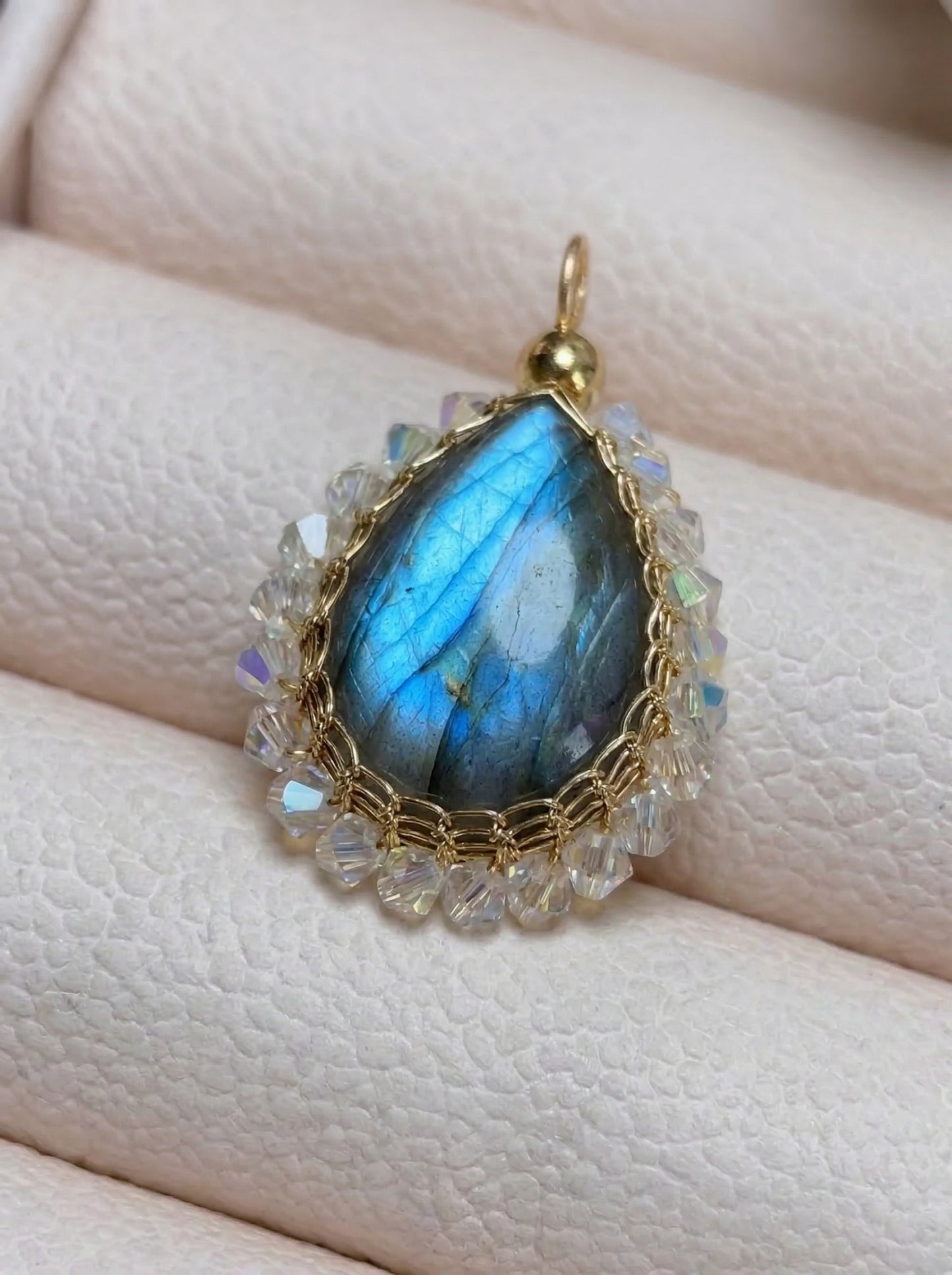 Handmade Labradorite Pendant Necklace, Wire Wrapped Boho Jewelry, August Birthstone