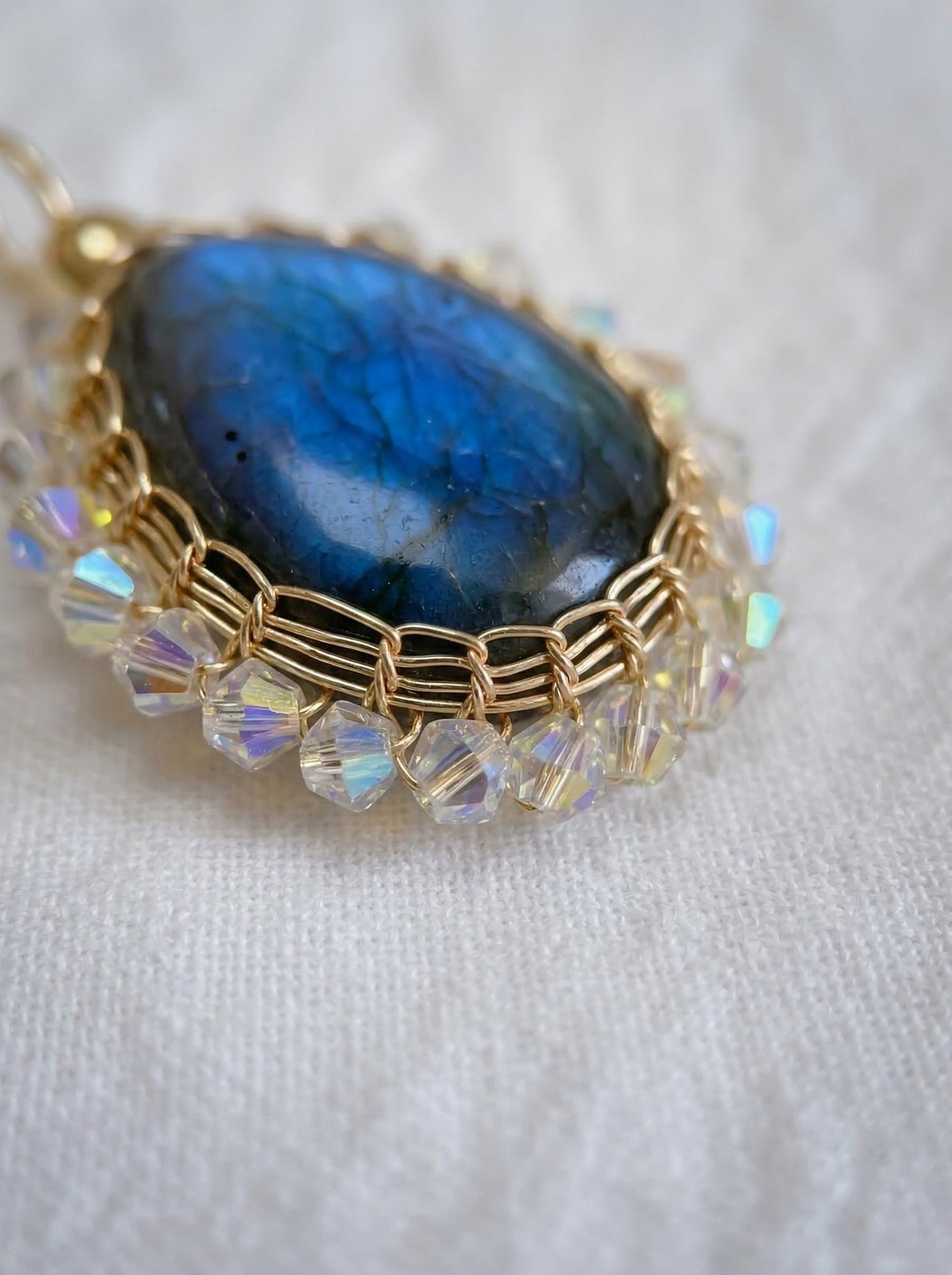 Handmade Labradorite Pendant Necklace, Wire Wrapped Boho Jewelry, August Birthstone