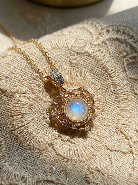 Heart Moonstone Crystal Necklace, Delicate Wire Wrapped Pendant, Handmade Women Jewelry, Healing Crystals Everyday Unique Gift for Her